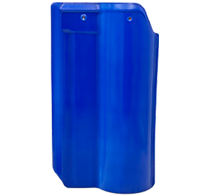 Telha esmaltada azul cobalto.