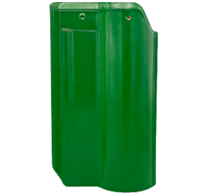 Telha esmaltada verde alga.